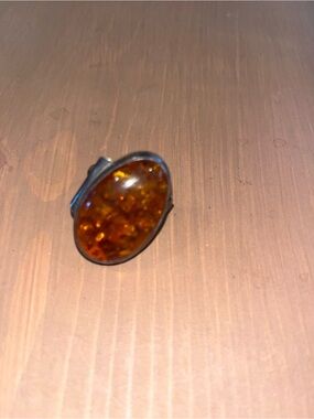 Amazing amber ring huge handmade vintage quality amazing size 9.5 sterling 925
